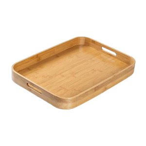 Magideal - Bandeja De Bambú, Bandeja De Desayuno, Bandeja De Té, Bandeja Decorativa Para Servir Café Y Té, Bandeja De Cena Para Restaurante, Cocina, Mesa De Té P L