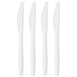 Genérica - Cuchillos Plásticos Desechables Blanco Pack 100 Und