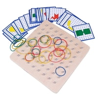 Bothyi - Geoplano De Madera Montessori Con Tarjetas De Patrón Y Gomas Para Preescolar 18X18Cm