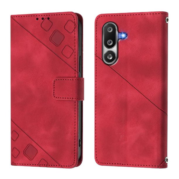 Funda Cartera para Samsung Galaxy M36 con Soporte y Ranuras, Resistente a Golpes y Rayones Rojo