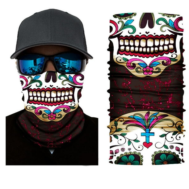 Halloween Skull Face Mask - Windproof, Anti-UV, and Multifunctional Headscarf for Hiking and Fishing