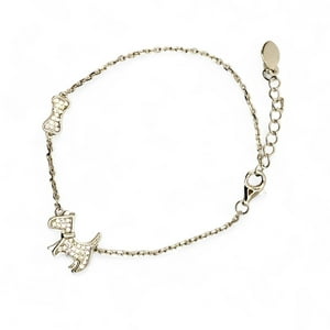 Tiana Joyas - Pulsera Con Un Perro Y Su Hueso Con Circonesde Plata 925