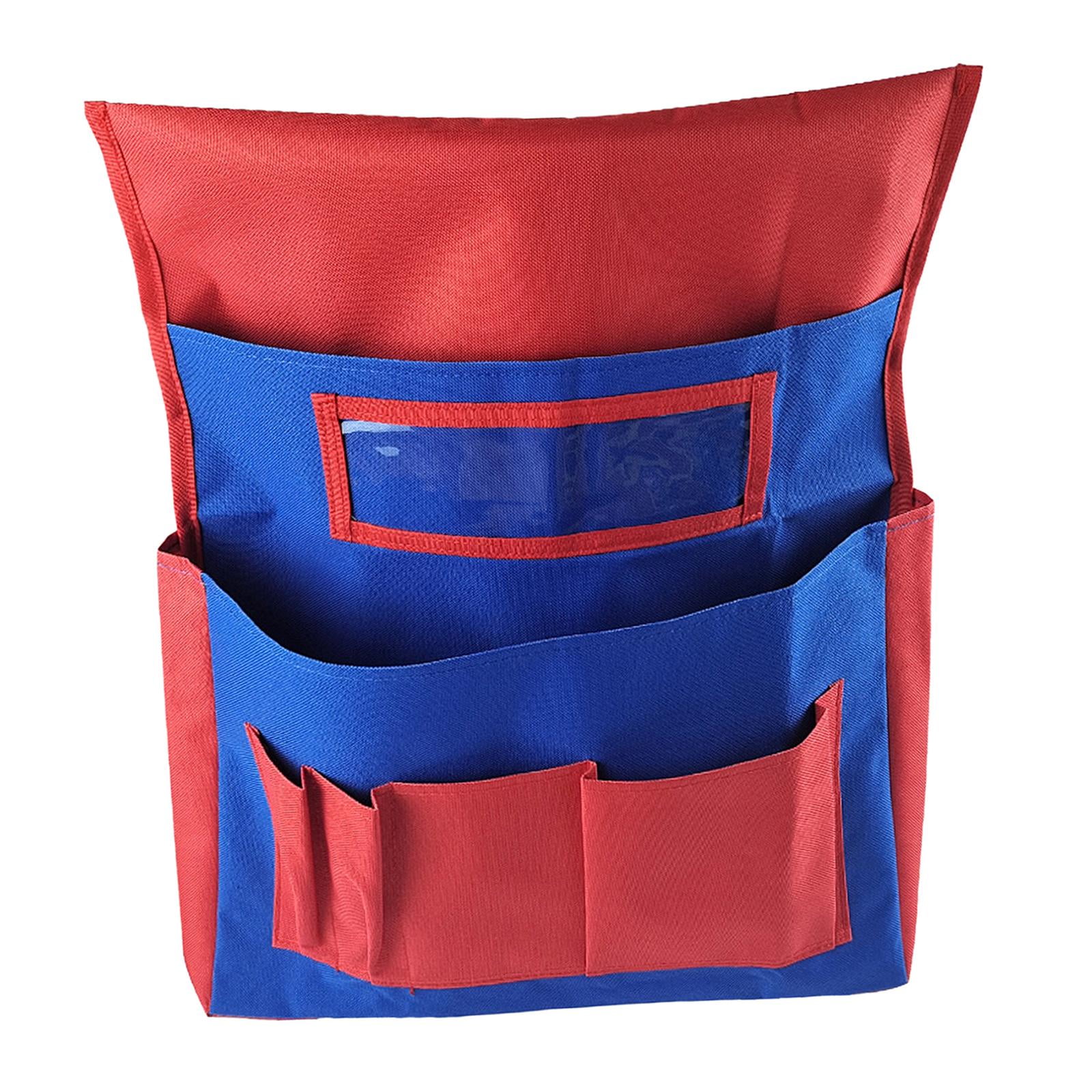 Magideal - Organizador De Respaldo De Asiento De Silla De Escritorio De Tela Oxford Con Ranura Para Etiqueta De Nombre Con Bolsillos Organizador De Caddy De , Rojo Azul