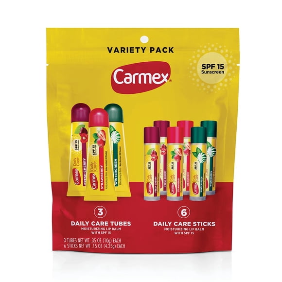 Bálsamo labial Carmex Daily Care hidratante SPF 15, paquete de 9