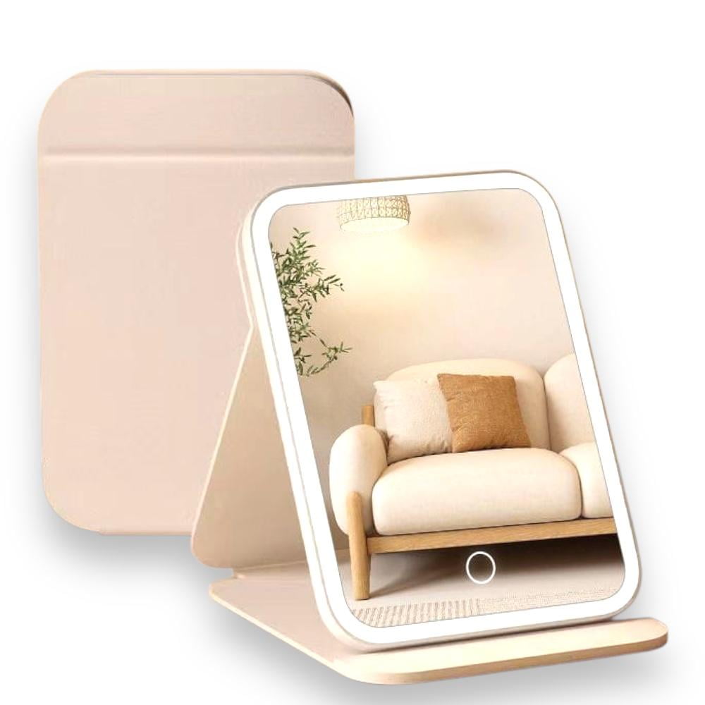 N-ofertas - Espejo Led De Maquillaje Recargable Táctil Portátil Blanco