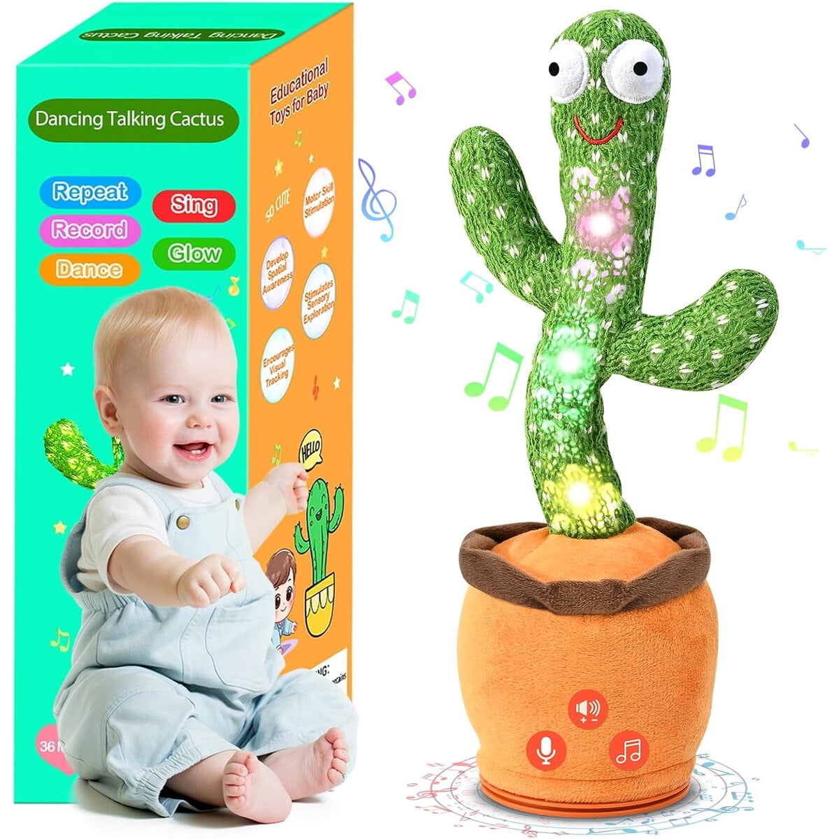 Juguete Cactus Bailarín Tworiver Parlante 120 Canciones 18m