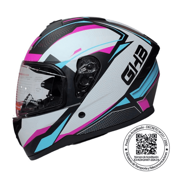 Casco Integral GHB M-71 Sour Blanco Rosa Matte Talla S