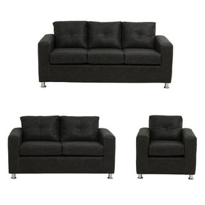 Muebles América - Living George 321 Cuero Auris Negro