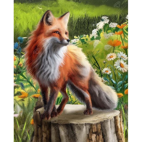 Kit de Arte con Diamantes DIAMOND ART CLUB Foxie entre las Flores