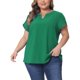 thumbnail image 1 of Agnes Orinda Blusas de Talla Grande para Mujer con Cuello en V Entallado, Mangas Cortas de Pétalo, Camisas Casual 4X Verde Oscuro, 1 of 6