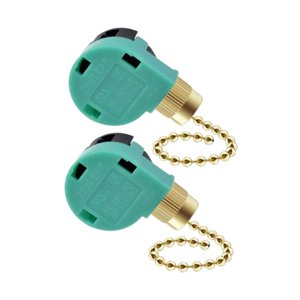 Ioensy - 2 Interruptores De Tirador De Luz De Ventilador De 2 Cables Con Cadena De Cuentas, Control De Interruptor De Cadena De Tracción Dorada