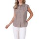 thumbnail image 4 of INSPIRE CHIC Top de Gingham para Mujeres Trabajo Manga Corta Vintage Cuadros Camisa Abotonada XL Marrón, 4 of 6