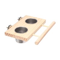 Magideal - Casa Para Pájaros, Percha Para Pájaros, Suministros De Alimentación Y Agua, Cuenco De Madera, Plato De Alimentación Para Animales Pequeños, Cacatúas, Doble Tazón