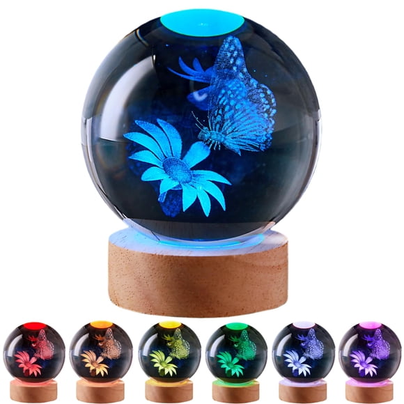 LÁMPARA LGY3DLight Bola de Cristal 8 cm 16 colores con control remoto