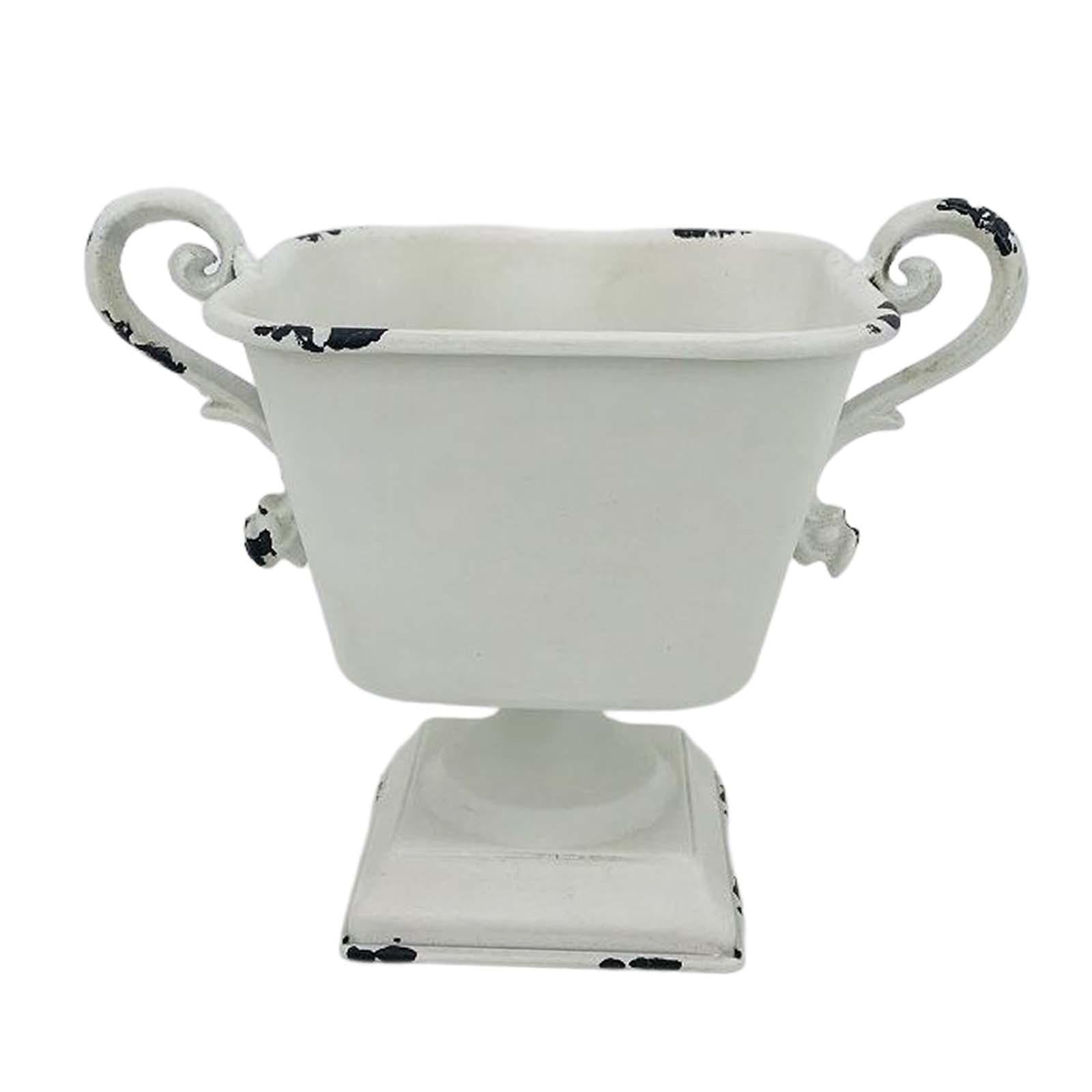 Magideal - Contenedor De Maceta De Hierro De 18 Cm De Alto Para Sala De Estar, Cafetería, Bar, Decoración Interior O Exterior Del Hotel Accesorio Duradero Con , Blanco