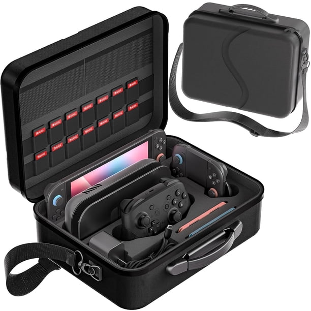 Funda rígida portátil para viaje para Nintendo Switch 2 con 18 ranuras para tarjetas de juego, bolsa completamente protectora y a prueba de agua para accesorios de juego