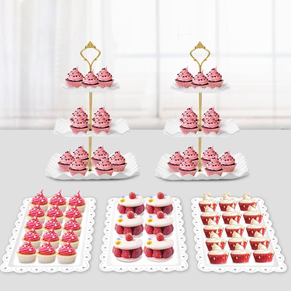 Set para Postres PinCute 5 Piezas Plástico Blanco y Metal