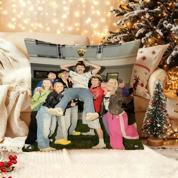 A Victory Photo of The Friendz Team Printed Cushion Cover This Modern Decorative Pillowcase Is Suitable for Sofas Living Rooms And Outdoor Use It Can Also Be Us