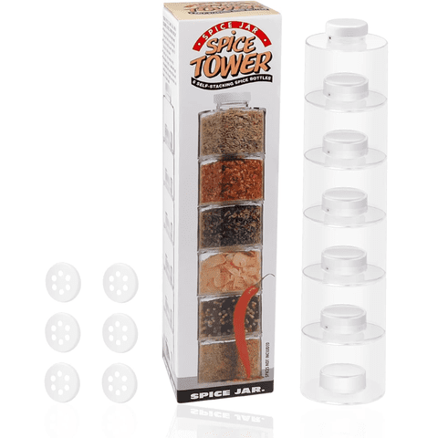 Genérica - Organizador Especiero Torre Apilable 6 Frascos Transparente