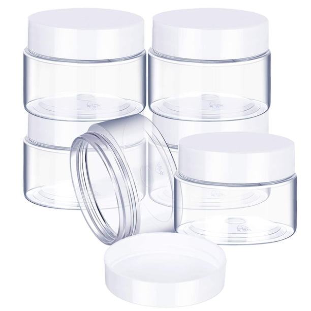 Frascos de plástico SATINIOR 60 ml transparentes con tapa blanca, paquete de 6