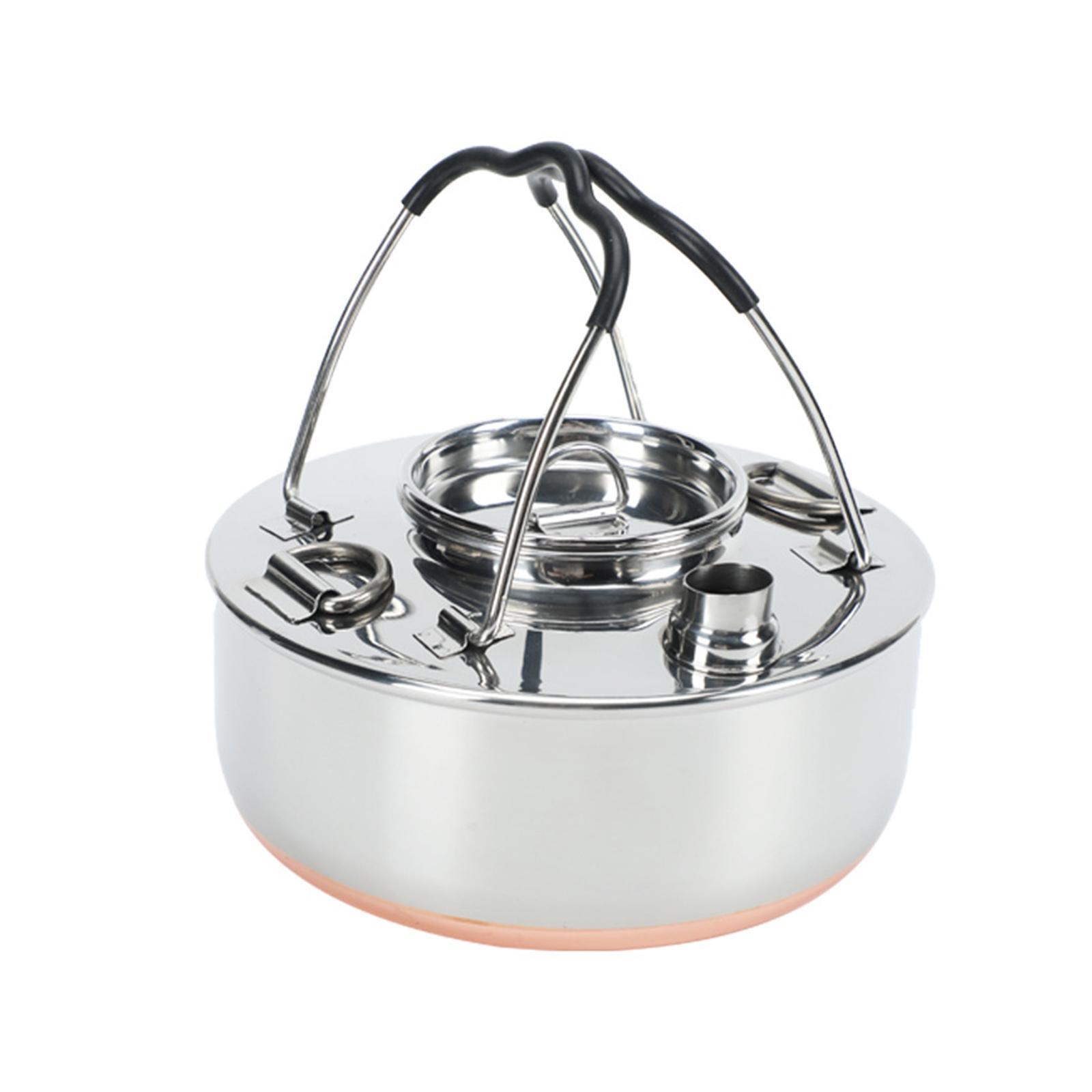 Magideal - Hervidor Portátil Para Acampar, Fogata, Para Exteriores, Mango Antiescaldado, Utensilios De Cocina, Mochila, Olla De Acero Inoxidable Para Pesca, Mont