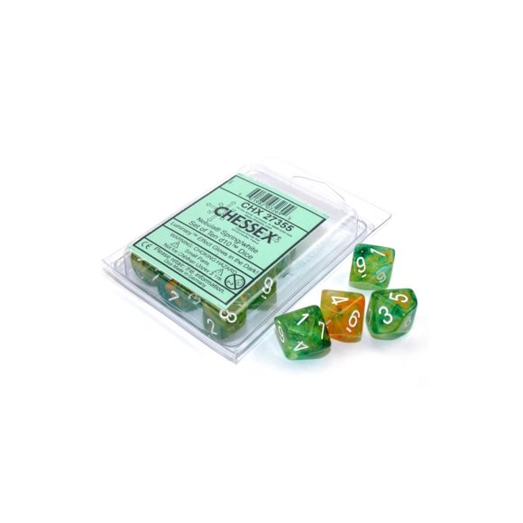 Dados de juego Chessex d10 Nebula Luminary Primavera/Blanco