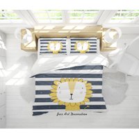 Milsleep - 3D Cartoon Animal Lion Pattern Quilt Cover Set Ropa De Cama Set Funda Nórdica