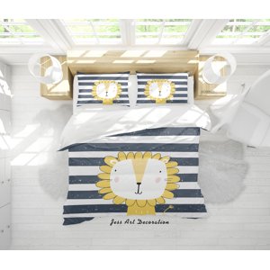 Milsleep - 3D Cartoon Animal Lion Pattern Quilt Cover Set Ropa De Cama Set Funda Nórdica