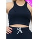thumbnail image 5 of Saronite Conjunto de Top Corto Elástico de Tirantes Lisos y Pantalón Fruncido Largo, Azul Marino (Talla Grande para Mujer), 5 of 5