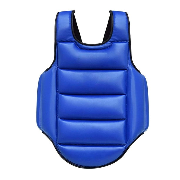 Equipo de escudo ajustable de protección de pecho de karate reversible, chaleco protector de taekwondo de boxeo con escudo de costillas para mujeres, , Rojo Azul XS