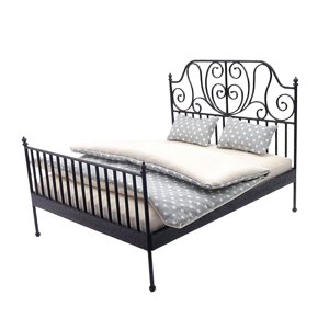 Bothyi - Cama En Miniatura Vintage Realista Para Niños Y Niñas, Juguete De Simulación A Escala 1/12, Color Negro