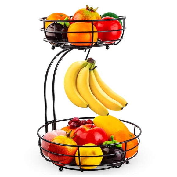 Cesta para almacenamiento de frutas y verduras Auledio Iron, 2 niveles