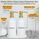 thumbnail image 2 of Set dispensador de jabón RM Home, vidrio blanco, 500 ml, con bandeja dorada, 2 of 6