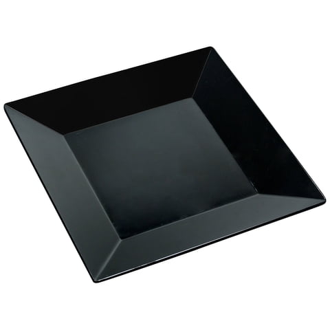 Plato Yanco Rome Cuadrado De Melamina, 20 X 20 Cm, Negro, 48 Unidades