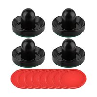 Magideal - 4 Empujadores De Hockey De Aire Y 8 Piezas De Mangos De Portería De Empujador Deslizante De Discos, Discos De Hockey De Aire Estándar De Repuesto Para Negro