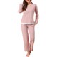 thumbnail image 1 of INSPIRE CHIC Pijamas de Algodón Waffle para Mujeres de Manga Larga con Pantalones Conjunto de Salón de 2 Piezas con Bolsillos M Rosa, 1 of 6