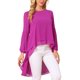 thumbnail image 4 of INSPIRE CHIC Blusas asimétricas de gasa casuales elegantes para mujer con mangas largas de linterna y cuello redondo L Púrpura oscuro, 4 of 6