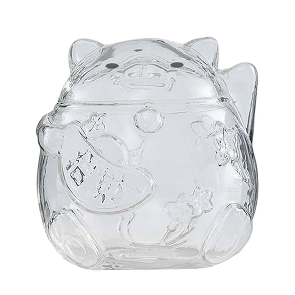 Clear Lucky Cat Piggy Bank Ornaments Saving Money Box Glass Para Fiesta