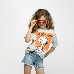 Polera Niña Tres Corazones Gris Snoopy
