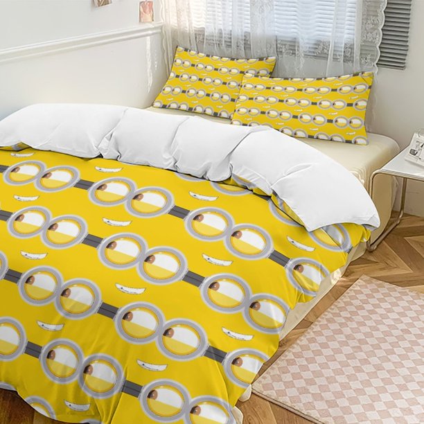 Minions Eyes Comforter Set Soft 3 Pcs Twin Bedding Sets Thicken for All Season