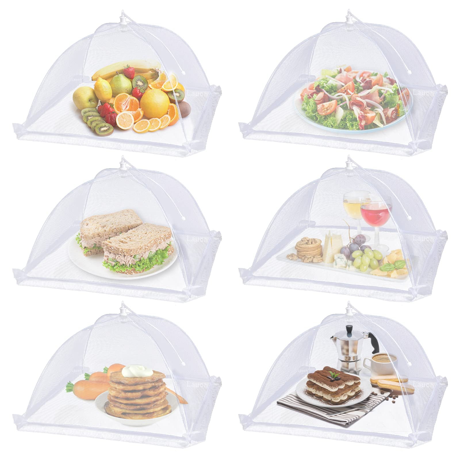Cubierta Para Alimentos Lauon Grande 6 Piezas Tienda De Malla 43x43 Cm Nylon Blanco