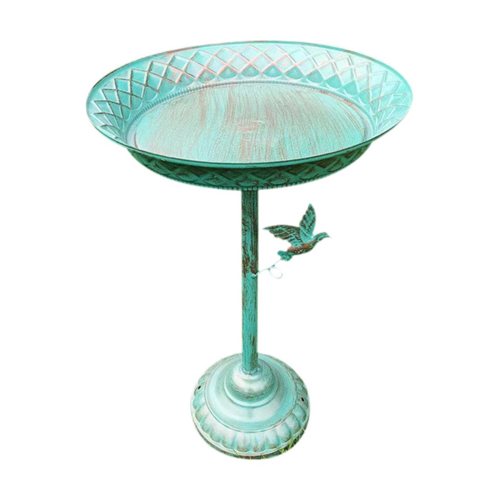 Ioensy - Plato De Bebedor De Baño De Pájaros Con Soporte De Jardín De Metal Buestra Para Pájaros Para El Patio Del Hogar Azul