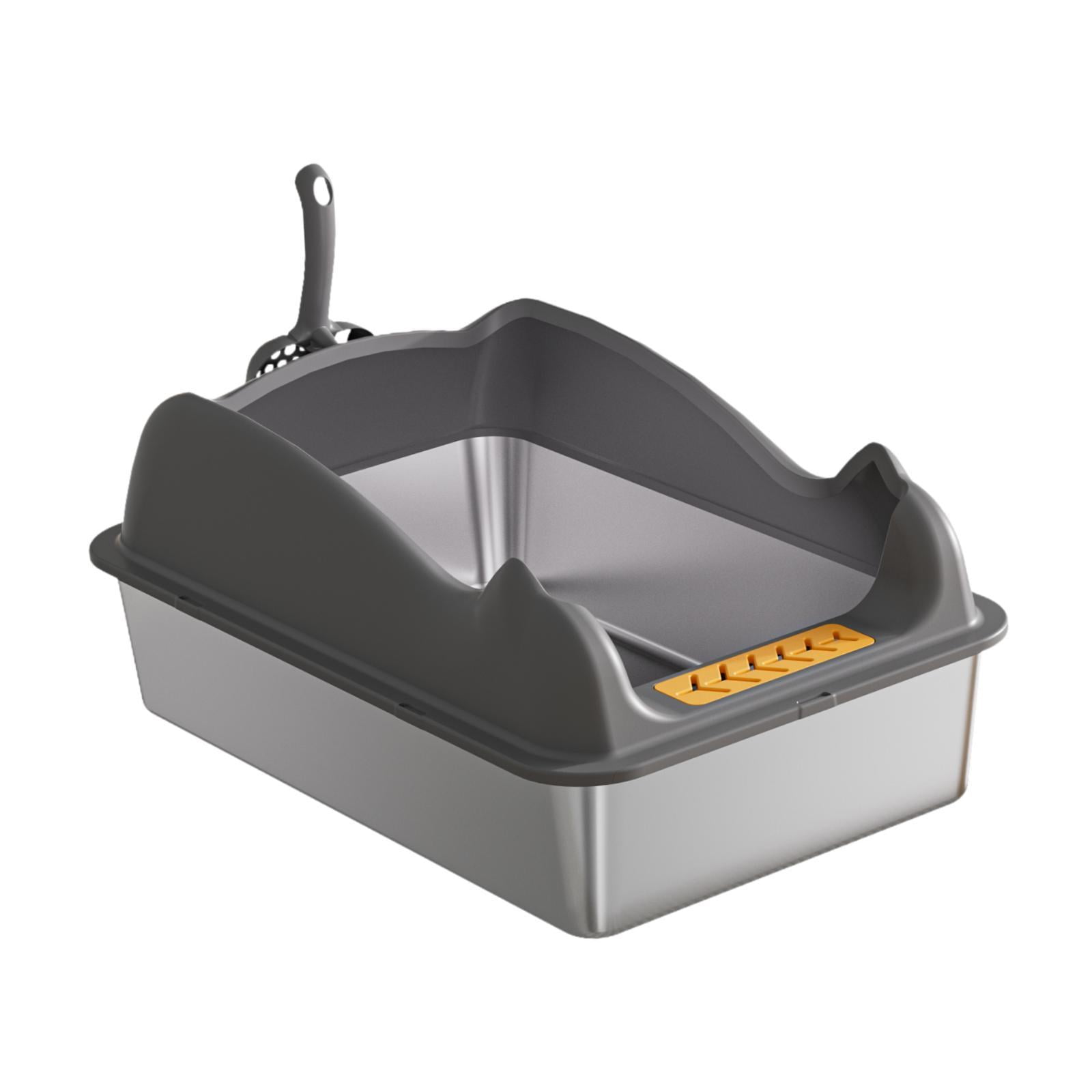 Caja De Arena Para Mascotas Con Parte Superior Abierta Suministros Para Mascotas Bandeja De Arena Para Mascotas Con Parte Superior Abierta Para Gatos De Interior Gris Oscuro