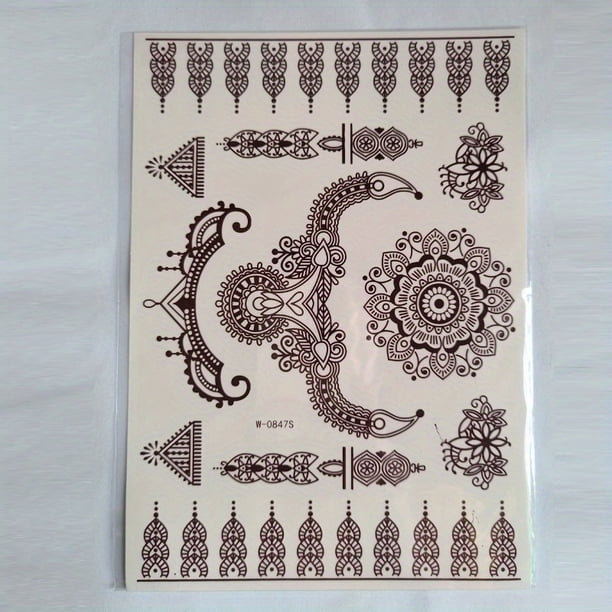 1 sheet Waterproof and Sweatproof Temporary Tattoo Sticker for Women - Lace Hollow Pattern Design
