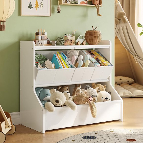 FOUCSSOMEI Kids Toy Storage, 3-Tier Toddler Toy Storage Organizer