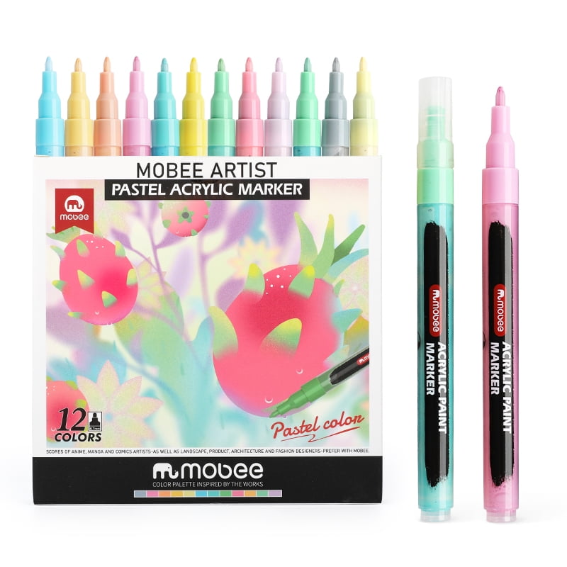 Mobee - Lápices Marcadores Acrílicos Tipo Posca 12 Colores Pastel