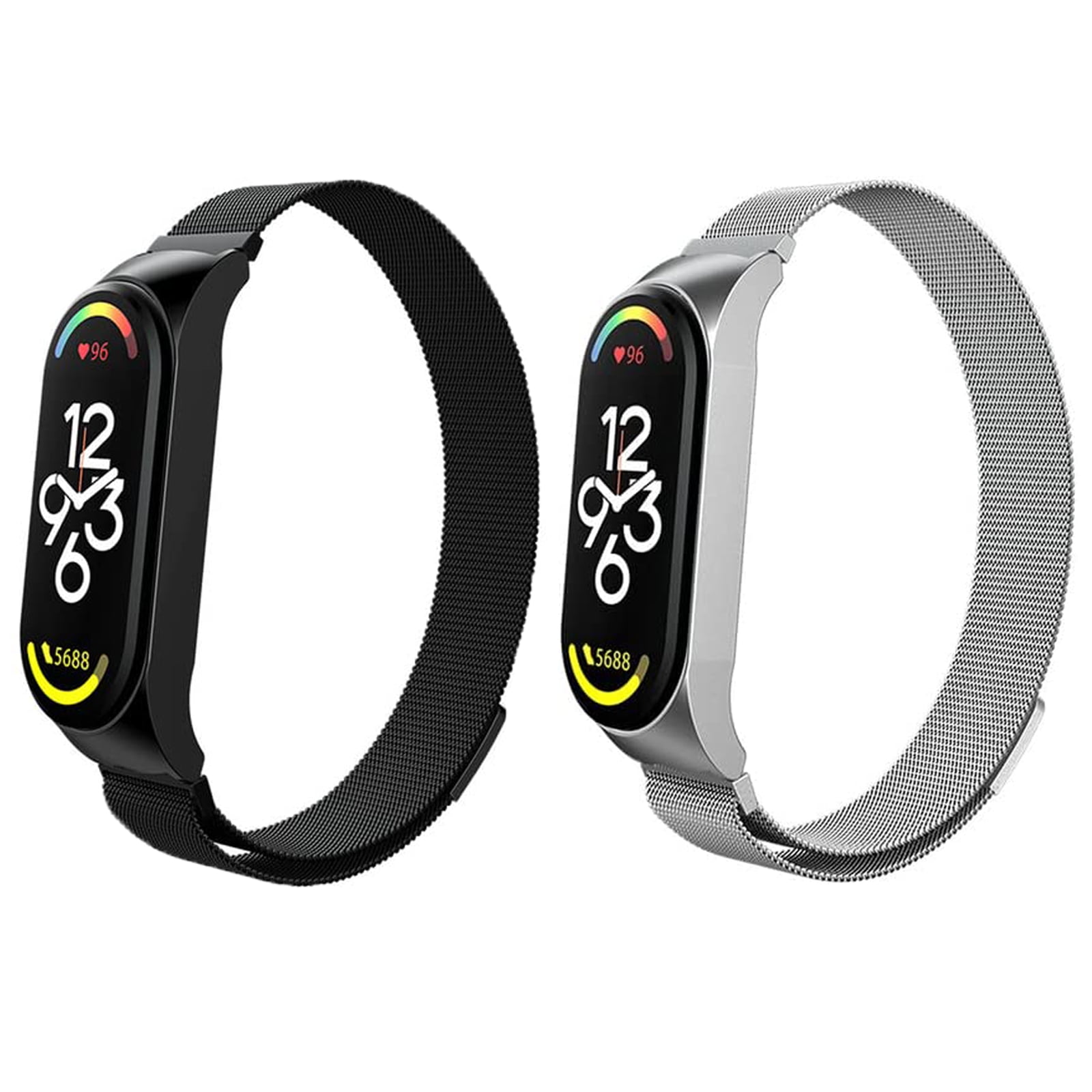 Genérico - Juego De 2 Correas Magnéticas De Metal Para Mi Band 7 6 5 4 3, Pulseras De Reloj Inteligente De Acero Inoxidable Ajustables