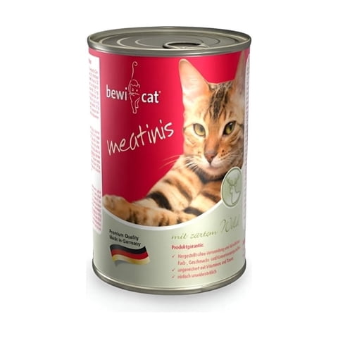 Lata Bewi Cat Gatos Adultos Meatinis Venado 400 Grs. X 6 Un.