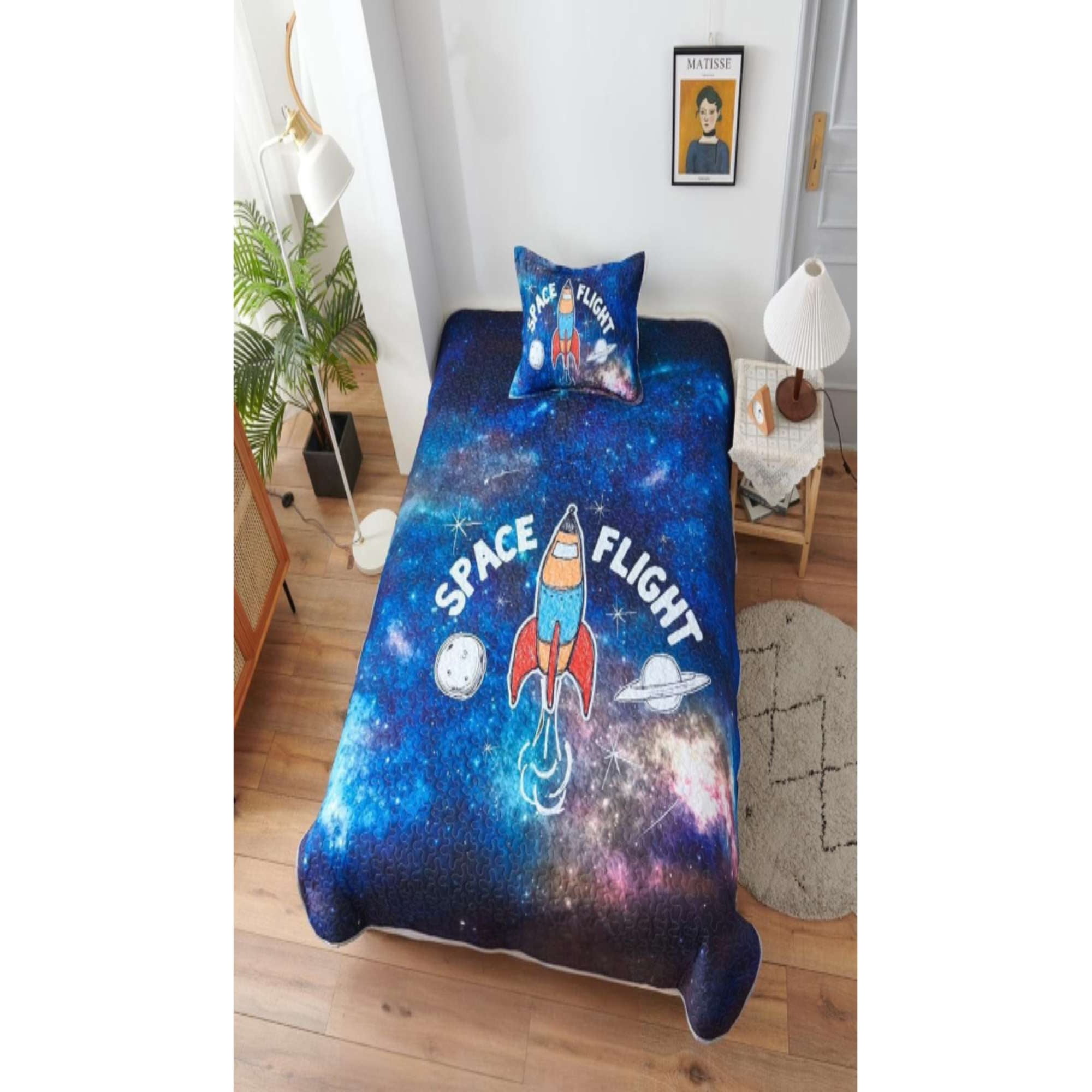 Genérico - Cubrecama De Verano Plaza Y Media Con Diseño Espacial