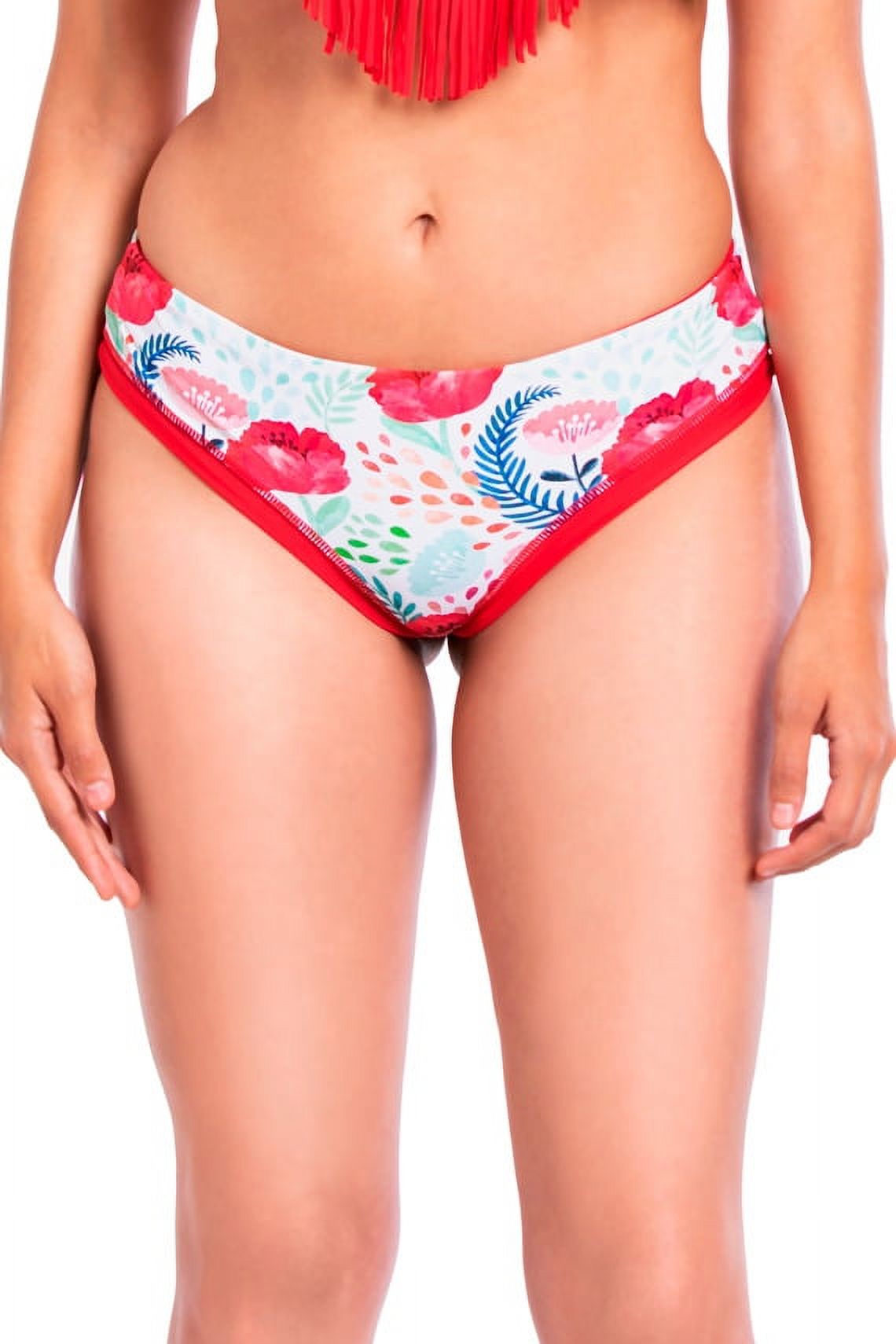 Samia - Bikini Calzón Tanga Reversible Estampado Rojo Xl